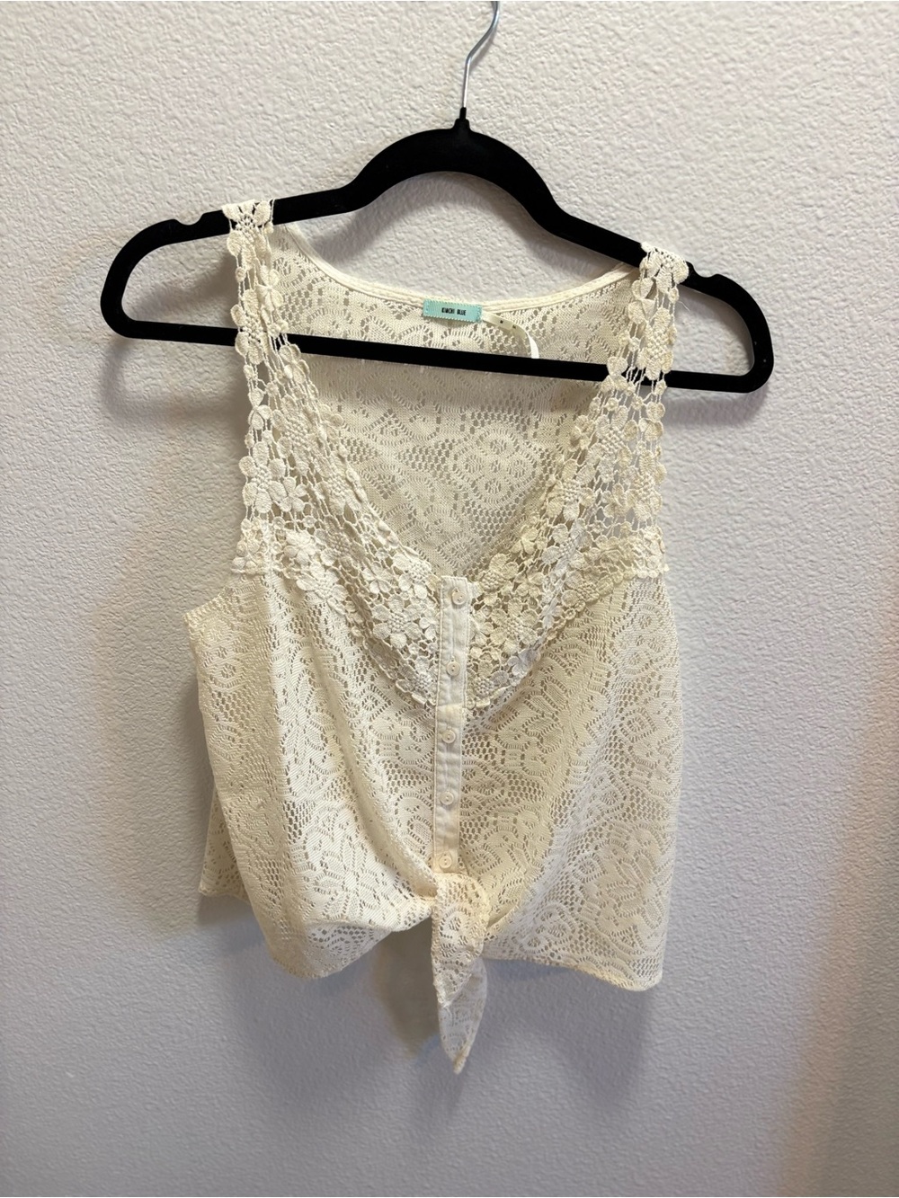 Kimchi Blue Cream Crochet Lace Tie-Front Camisole
